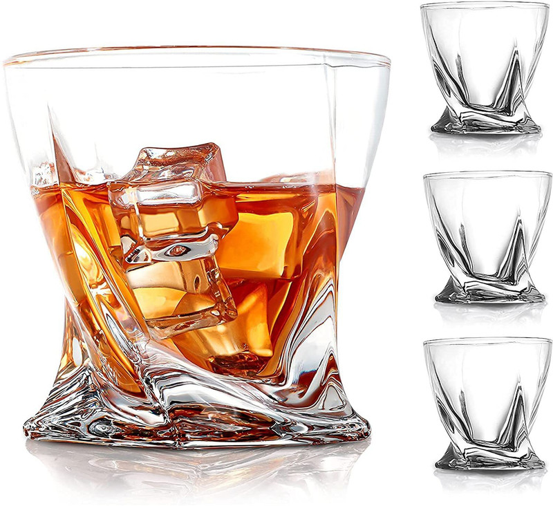 OWCS (Pack of 3) Twist Designed Premium Crystal Glasses (pack of3,350ML) Glass Whisky Glass(350 ml, Glass, Clear)