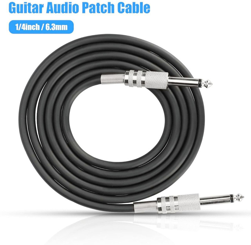 Belear 3 Meters Electric Bass Guitar Cable - 6.35mm Male to 6.35mm Male Mono Plug Double Angled TRS Patch Cable(3 m in Length)