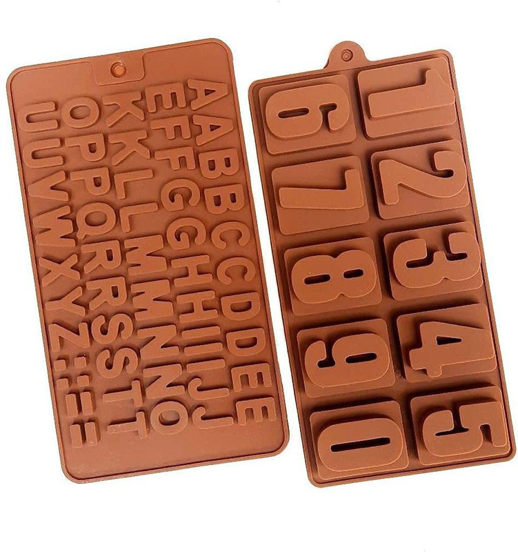 MoldBerry Silicone Chocolate Mould 0 to 9 mould - 10 cavity | Small Alphabet - 50 cavity(Pack of 2)