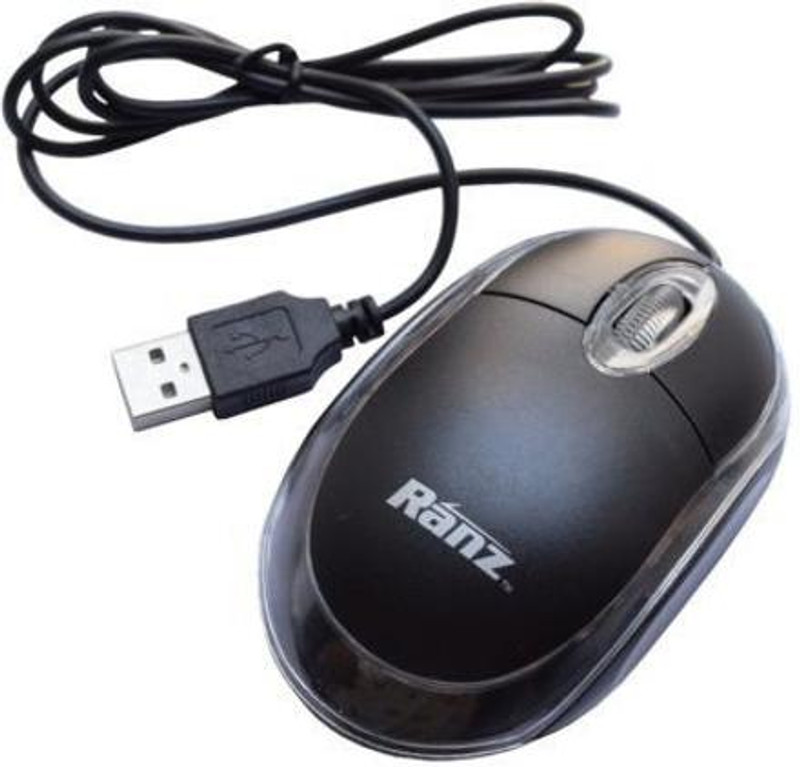 Ranz Wired Optical Mouse USB 2.0 2000dpi Wired Ambidextrous Laser Mouse(USB 2.0, Black)