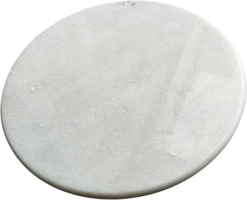 Homebia White Marble Chakla 9 Inch Diameter/Marble Rolling Board with Anti-Skid Bottom Board(Pack of 1)