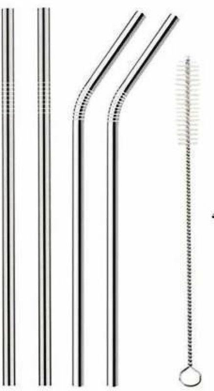 Niyara Enterprise Straight Drinking Straw(Silver, Pack of 5)