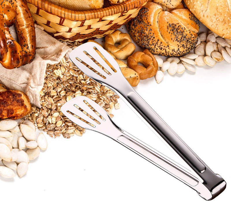 Giffy ® (9 Inch) Multipurpose Gripper Bread Clip Stainless Steel Clamp with Vinyal Coated Handle for Food Serving Barbecue Tong for Home Household Cooking Picnic Party 23 cm Utility Tongs(Pack of 1)