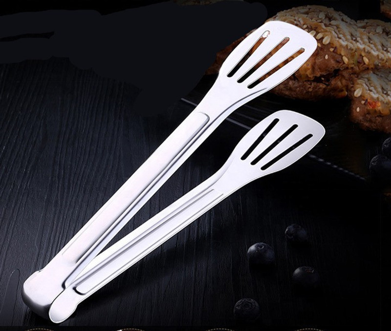 KitchenFest ® Kitchen Tong 9 inch Stainless Steel Food Flipping Clip for Beefsteak Bread Fish Cooking Serving Pizza Salad Pasta Tong with Vinyal Coated Handle 23 cm Utility Tongs(Pack of 1)