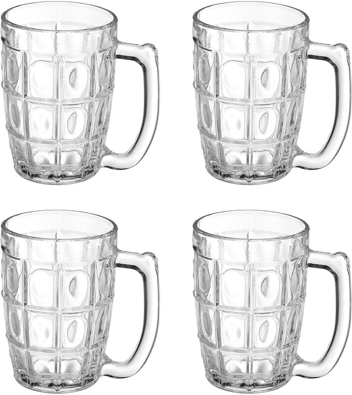 Madhawar store (Pack of 6) Beer Mug Glass for Home Dining Tableware Beer/Juice Cold Beverages Glass Set Beer Mug(375 ml, Glass, Clear)