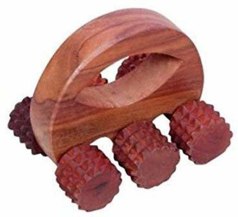 crafthub Handmade Wooden Body Massager with 6 Roller - Wooden Massager for Health & Care