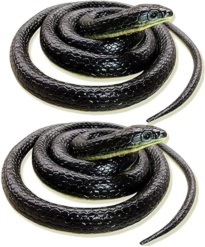 imtion ( Pack of 2 Pcs Snake Toys ) Toys Gifts Rubber Snakes Prank Toy (Black Colors, 28-inch) -Pack of 2(Black)
