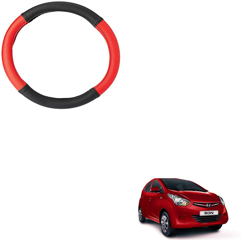 SEMAPHORE Steering Cover For Hyundai Eon(Black Red, Leatherite)