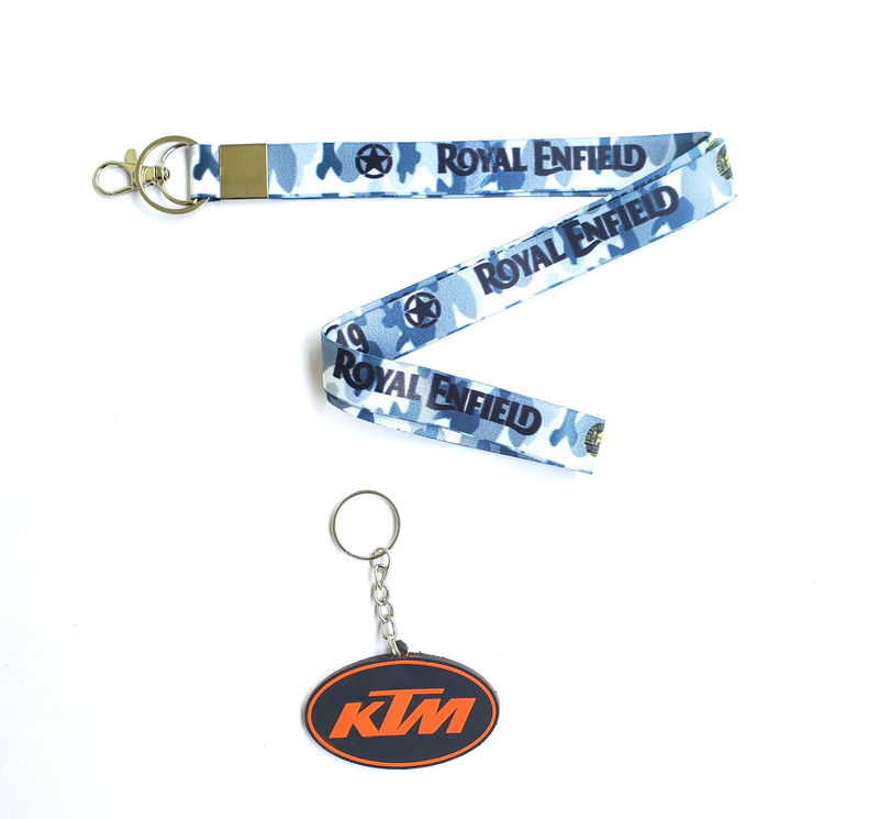 ShopTalk Fabric ID tag with Black Color KTM Shaded Design Rubber Locking Carabiner(Multicolor)