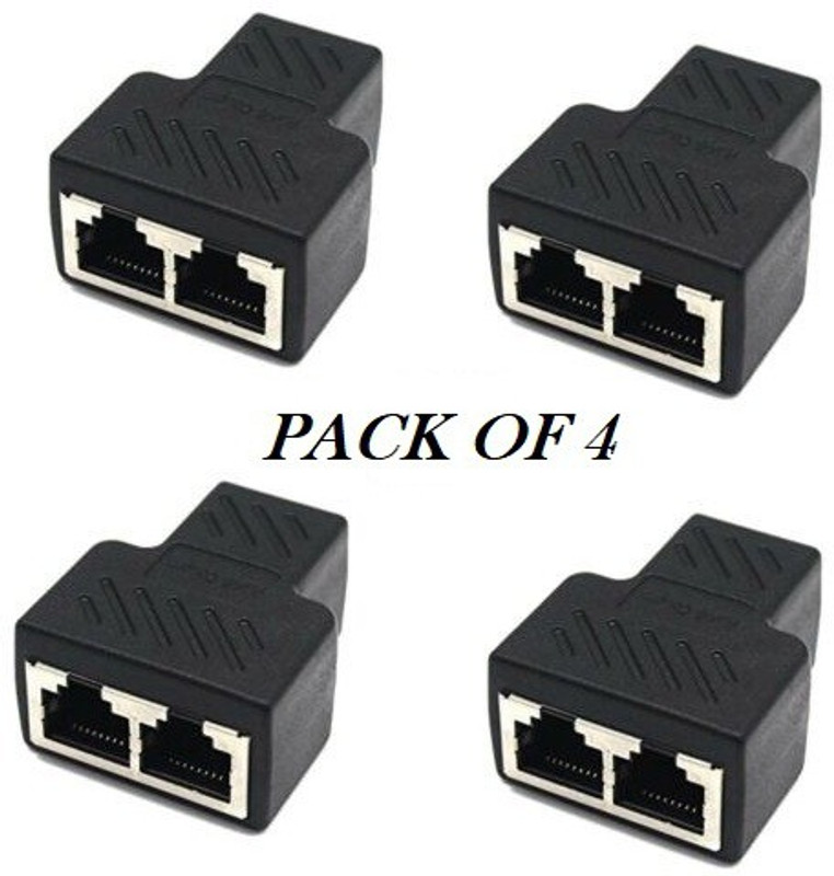99Gems PREMIUM RJ45 Splitter Adapter 1 to 2 Dual Female Port CAT 5/CAT 6 LAN Ethernet Socket Splitter Connector (PACK OF 4) Wired Ethernet Lan Adapter compatible with Linux, Mac, Windows(1000 Mbps)