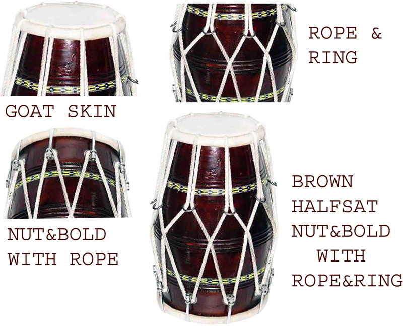 GT manufacturers HALF SATE TAP Rope & Rings Dholak(Brown)