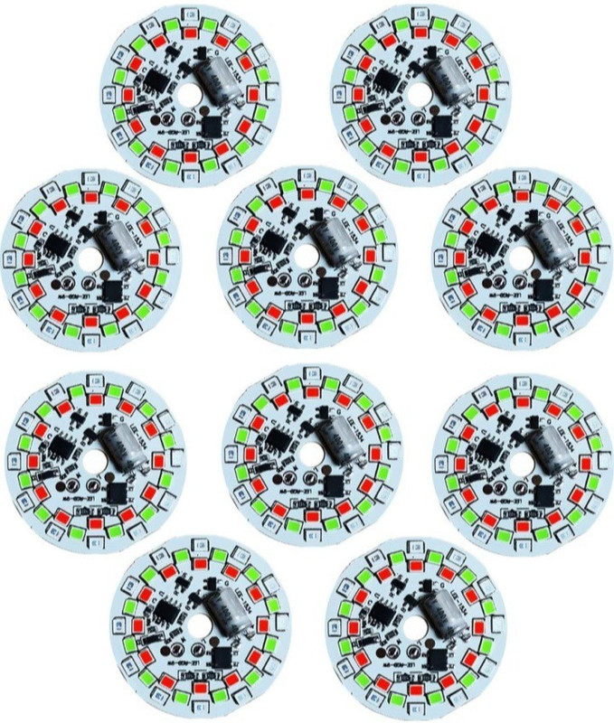 ROOPREKHA 10 Pics 220V AC RGB DOB Color Changing LED Bulb Raw Material Direct On Board MCPCB Light Electronic Hobby Kit