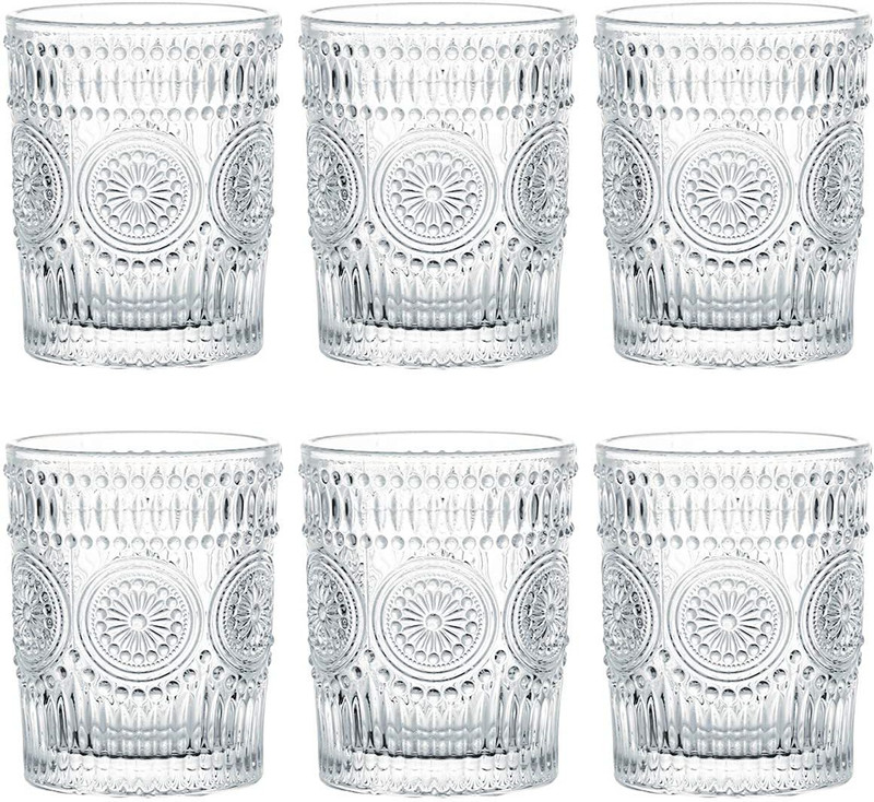 VLSYS (Pack of 6) royal look rajwadi style Whiskey Glasses Set of 6, 350 ML Glass Set Whisky Glass(350 ml, Glass, Clear)
