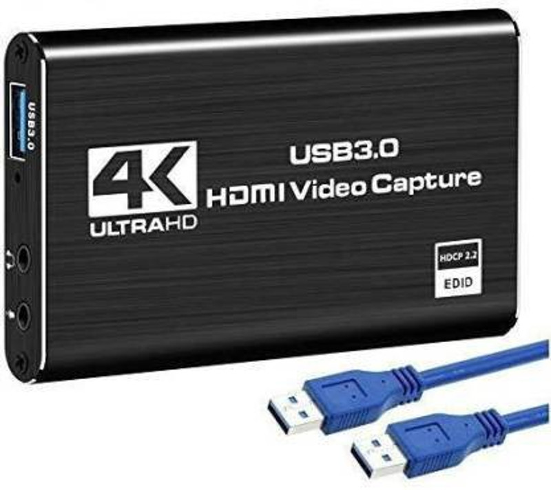 microware 4K Audio Video HD USB3.0 to HDMI Video Capture Card Full HD 1080P 60fps Reliable Portable Video Converter for Xbox Nintendo Switch PS4 Camera PC Laptop Game Streaming Live Broadcasts Video Record Media Streaming Device(Black)