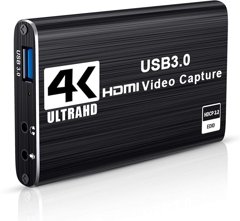 microware Audio Video Capture Card, 4K HDMI to USB 3.0 Capture Card 1080P 60fps Live Streaming Game Recorder Device for PS4, Nintendo Switch, Xbox, Camcorder? [video game] Media Streaming Device(Black)