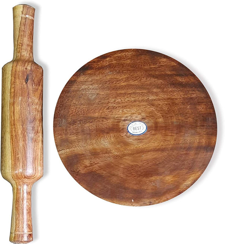 YAKONDA Marble Chakla and Marble Roti Roller/Chakla Belan/Rolling Pin Board/Roti Maker/Phulka Maker/Chapati Maker chakla for Home & Kitchen. Rolling Pin & Board(Pack of 2)