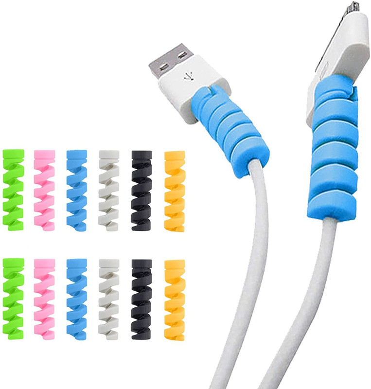 balaji trading company 12Pack Charging Cable Protector Spiral Tube Wire Management Organizer Protective Cord Sleeve Line Saver for iPhone iPod iPad MacBook Tablet Charger Cord,Android Cell Phone,Mouse Cable 6 Colors Cable Protector(Multicolor)