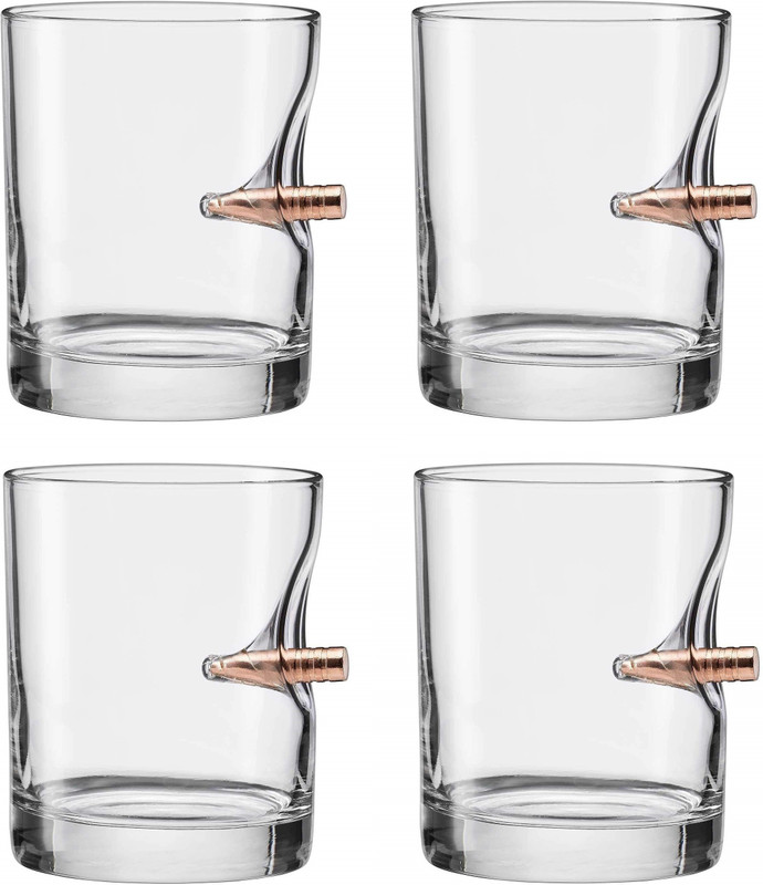 NYRWANA DELIVERING SMILES IN INIDA (Pack of 4) Set of 4 Small Bullet Glass Glass Set Whisky Glass(300 ml, Glass, Clear)