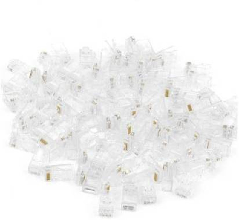 Papan 100 pieces pack of Un-shielded RJ-45 Plug Connector CAT5 CAT5e CAT6 Network LAN Crimps Wireless Ethernet Lan Adapter compatible with Windows(10 Mbps)