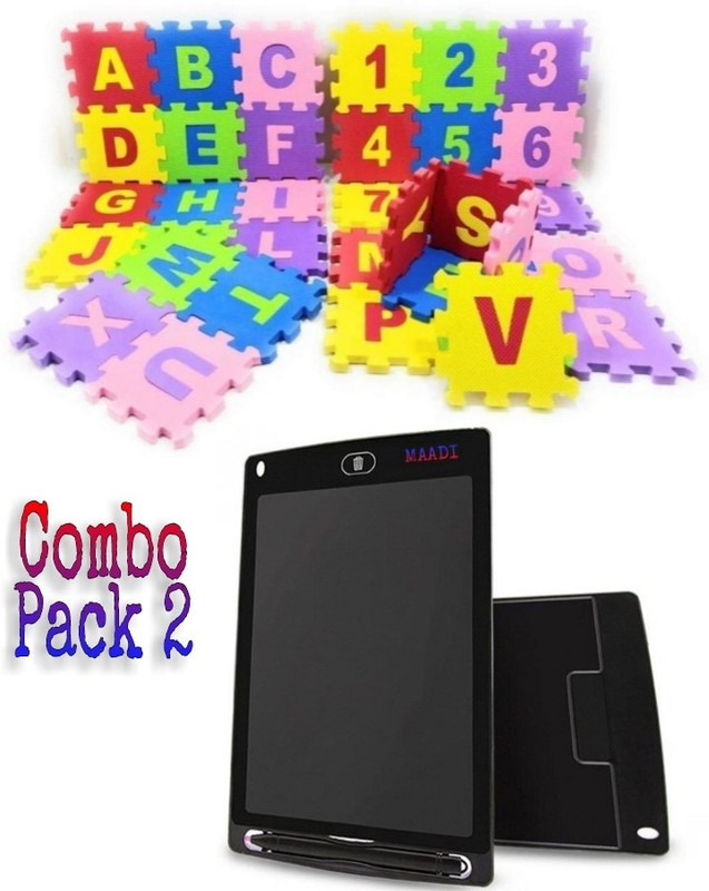 Maadi ABC, Numbers & LCD Re-Writing Playing Learnin Study Puzzle Mat(Multicolor)