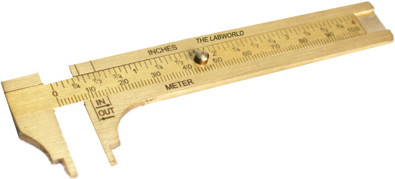 THE LABWORLD Pocket Brass Vernier caliper slide caliper 100 mm 4 inches metallic for measurement of objects or jewelry Vernier Caliper(100 mm)