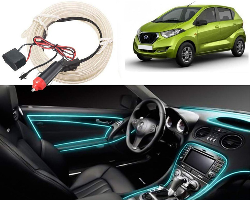 Selifaur LT63 Ice Blue 5 Meter EL Wire Car Interior Light Ambient Neon Light with Adapter Car Dashboard Light Datsun Redi Go Car Fancy Lights(Blue)