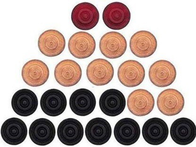 ARINEO Carom Coin and Striker, Solid Wood Board Accessories (Multicolour) -Pack of 25 Carrom Pawns(Pack of 25)