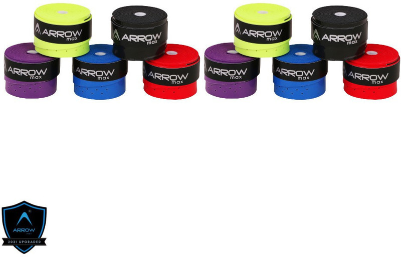 ArrowMax PROFESSIONAL DOTTED ANTI SLIP BADMINTON RACKET GRIPS HANDLE TAPE Super Tacky(Multicolor, Pack of 10)
