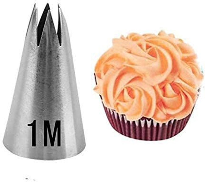 AL ATASH 1M Stainless Steel Nozzle for Cake Decorating, Open Star Tip, reusable nozzle Stainless Steel Star Icing Nozzle(Silver Pack of 1)