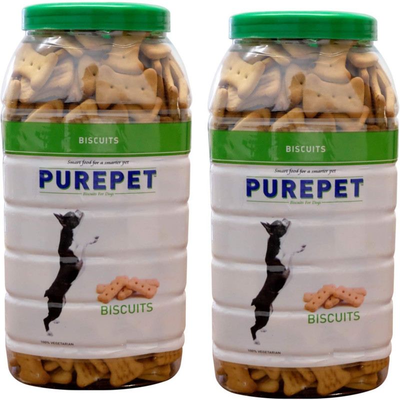 Purepet Purepet 100% Vegeterian Biscuit,Dog Treats- Jar, 905g PACK OF 2 Vegetable 2 kg (2x1 kg) Wet Young Dog Food