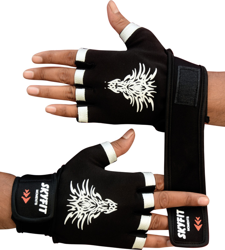 LITE FEEL Comfortable Leather Padded Gym Sports Gloves Skating Gloves(Black)