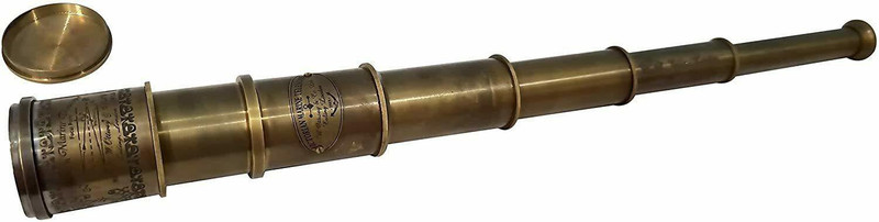 VINTAGE STAR Victorian Marine Solid Brass Spyglass Telescope Nautical Handheld Telescope Catadioptric Telescope(Manual Tracking)