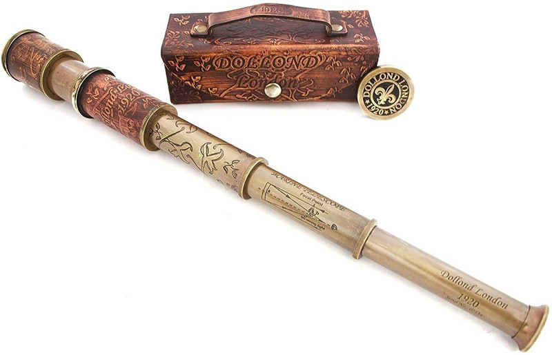 VINTAGE STAR Steampunk Handheld Brass Telescope for Travelers, Nautical Collector's & Home Decorative Catadioptric Telescope(Manual Tracking)