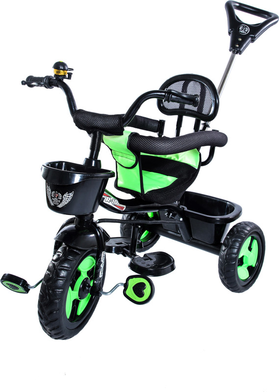 DUGGI MUGGI Tricycle for Kids Green Colour with Parent Handel with Back and Front Basket Tricycle for Baby boy or Baby Girl Kids trikes or Toddler Tricycle for 1,2,3,4,5 Years Kids Tricycle(Green, Black)