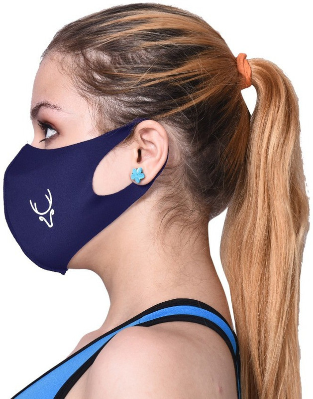 Jigyaasaa Skuba navy hiran 03 Washable, Reusable Cloth Mask(Blue, Free Size, Pack of 3)