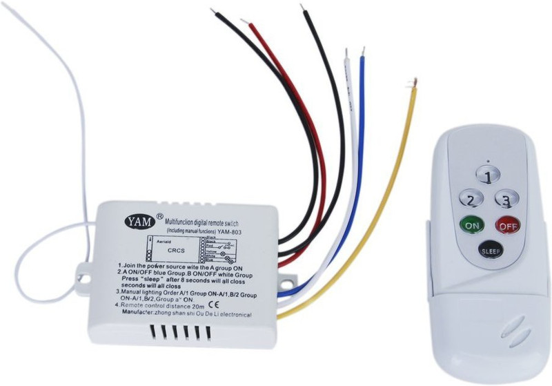 Vinayakart 1234 EBENZER 4 WAY ON OFF 220V-240V Wireless Remote Control Switch Fans Light Smart Switch(White)