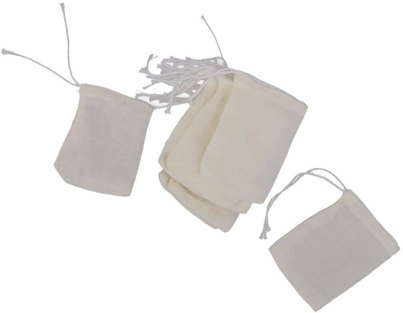 Vinayakart 100% Natural Cotton Fine Mesh Filter, Straining, Reusable -Milk Tea Juice Coffee Bags 8 x 6 cm Tea Strainer(Pack of 20)