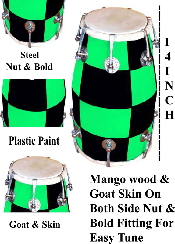 GT manufacturers Green chack 12'' inch nut Nut & Bolts Dholak(Green, Black)