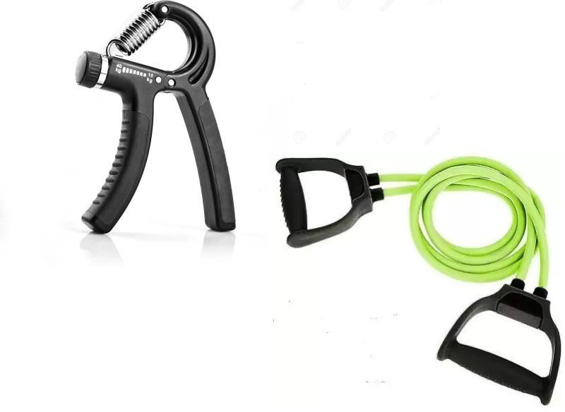 EMMKITZ Combo Rope Rubber Bands for Fitness Exercise Resistance Tube with gripper Home Gym Hand Grip/Fitness Grip Fitness Accessory Kit Kit