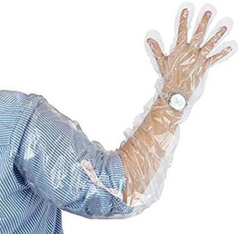 Forgesy Long Hand Transparent medical Plastic Gloves Polyisoprene Examination Gloves(Pack of 1)