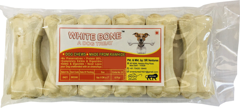 SR Ventures White Calcium Bone Chews 3 Inch (Pack Of 6 Pieces) Chicken Dog Chew(180 g, Pack of 1)