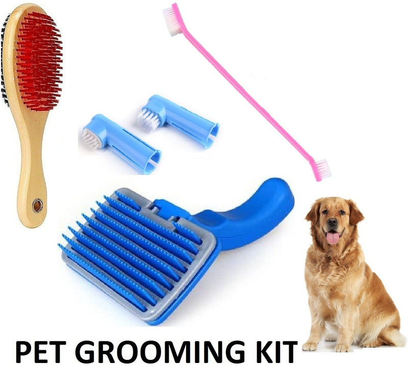 Hachiko Best Quality Imported Pet Grooming Double Sided Hair Comb Wooden Brush For Cleaning Animal Massage Hair Removal Pet Comb Brush Plain/ Bristle Brushes for Dog, Cat, Rabbit, Hamster