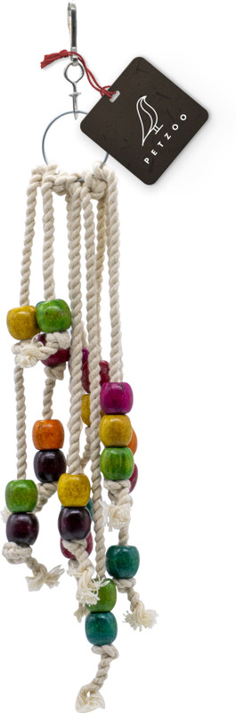 PETZOO Creative Thread& Beads Hanging Toy For Big Birds, Macaw, African Grey Pet Toy, Parrot, Alexandrine, Budgies, Hamster Cage Accessories, Resting Toy & Wooden Training Aid For Bird & Parrots Wooden Chew Toy, Training Aid, Perch For Bird