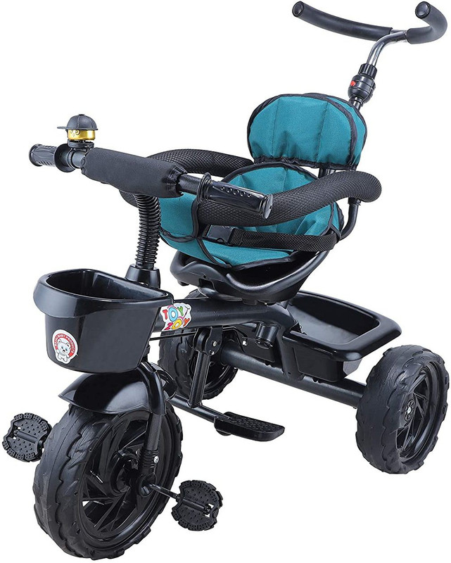 JoyRide Learn-to-Ride Trike on 3 Wheels with Safety Harness, Non-Slip Pedal,Storage Basket and Removable Parent Handle JR531 Tricycle(Red)