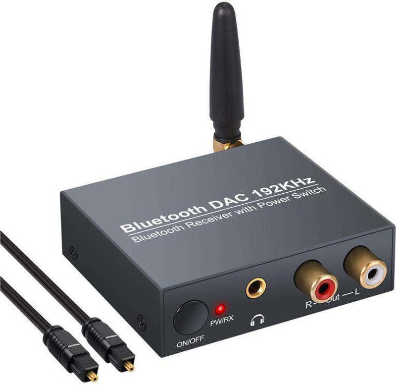 microware Digital To Analog Audio Converter with Bluetooth 5.0 Receiver Coaxial Toslink To Analog Stereo L/R RCA 3.5mm Audio Adapter Media Streaming Device(Black)