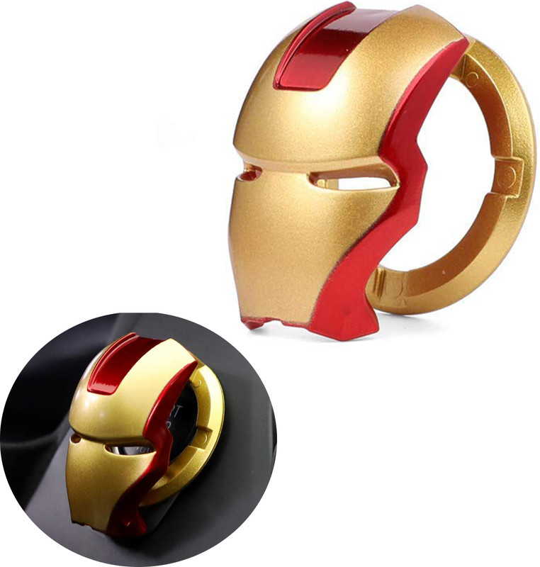 Selifaur Gold and Red Fiber Car Engine Start Stop Switch Lambo Style Button Cover Decorative Auto Accessories Push Button Sticky Cover Car Interior Iron Man Car Inverter