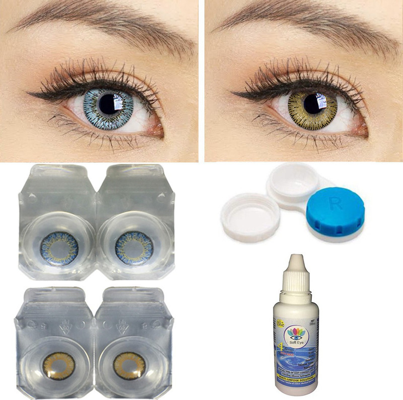 Gold Look 2 Pair Zero Power Monthly Color Contact Lens (Sky Blue- Hazel) Monthly(Pack of: 2)