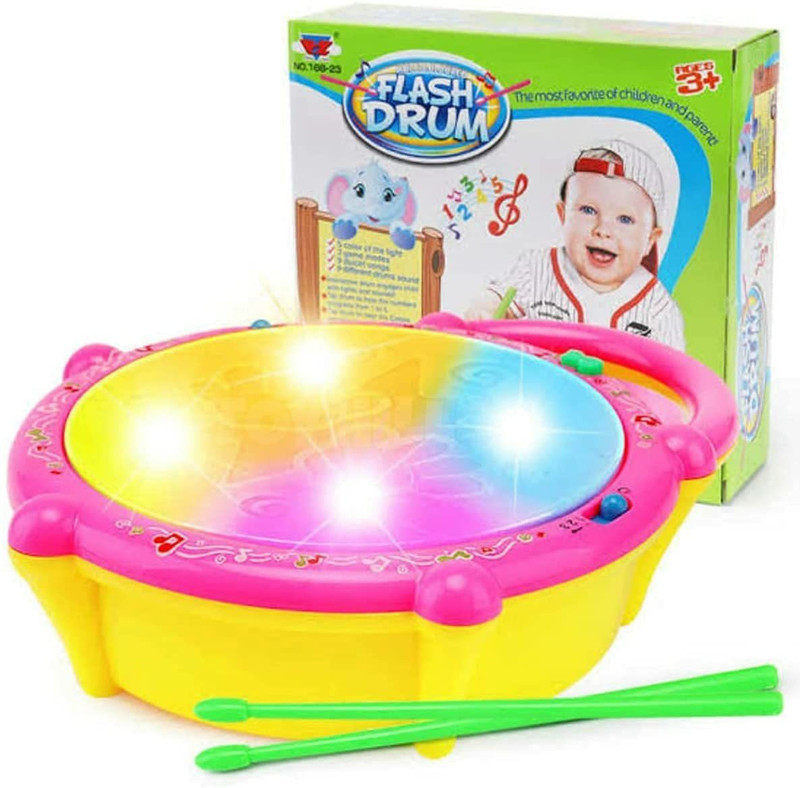 Tinywonders 3D Flash Drums Toys for Kids with Lights & Musical (Multicolor)(Multicolor)