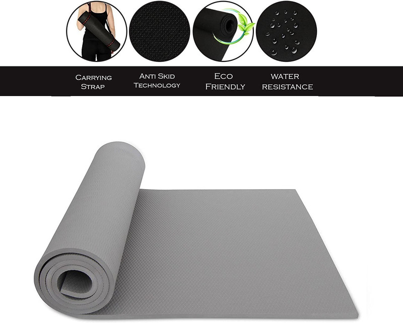 xykos Non-Toxic Phthalate Free, Anti-Skid with Strap 4 mm Yoga Mat For Women and Men Grey 4mm mm Yoga Mat