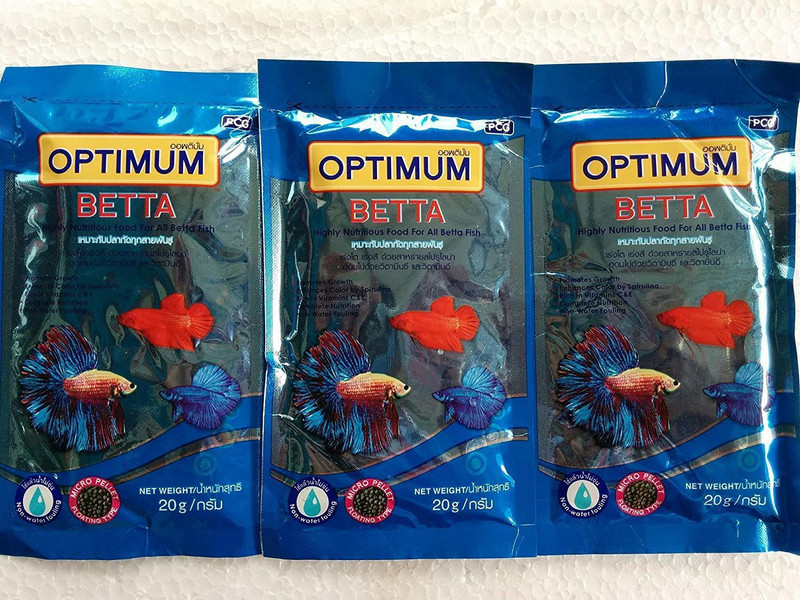 Optimum Fighter Colour and Tails Growth Food for Fish (60 g) -Set of 3 0.06 kg (3x0.02 kg) Dry Young Fish Food
